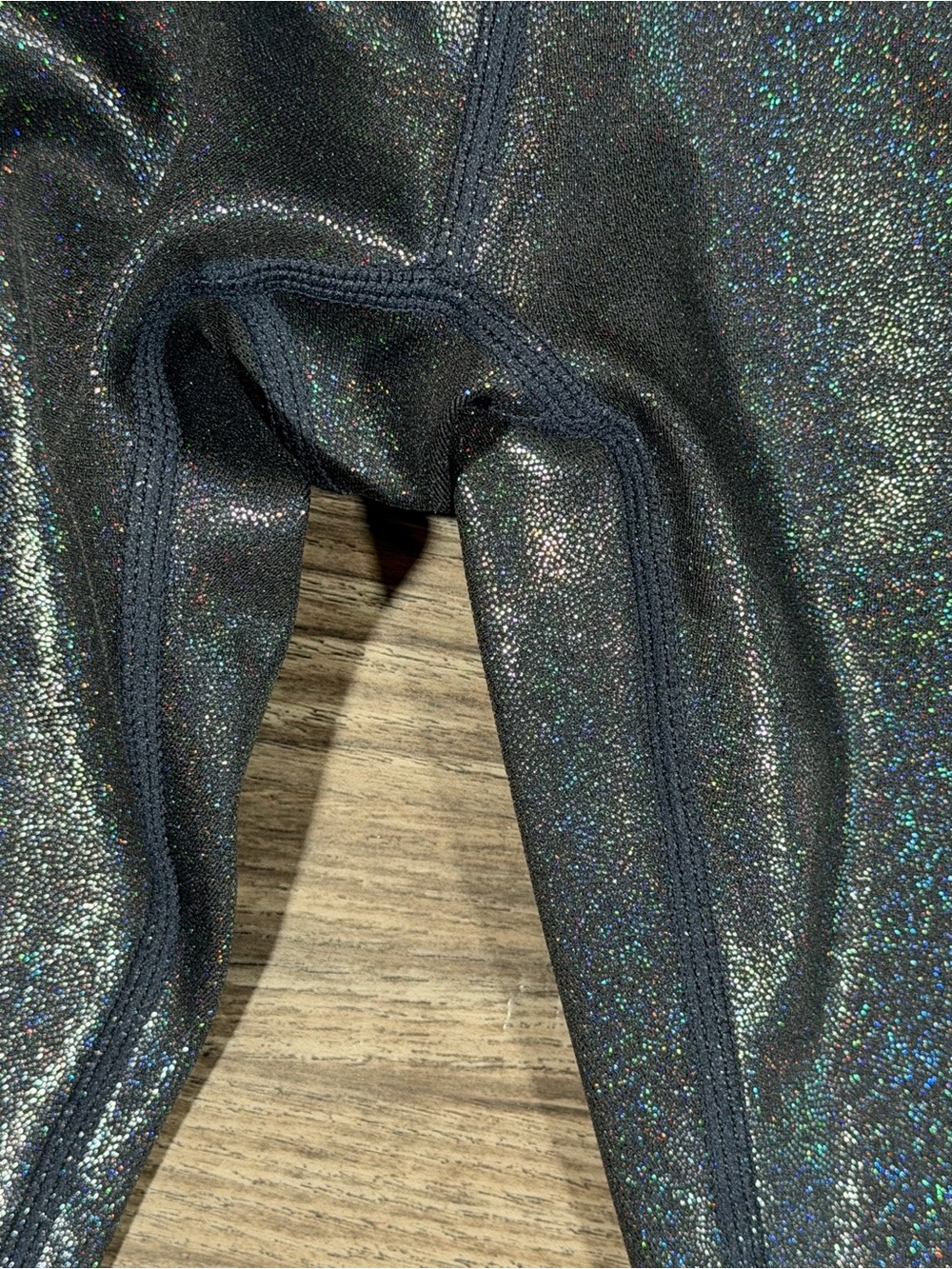 LOVE HER Black Pearl Metallic Shimmer Holographic 7/8 High Waist Legging M - Picture 11 of 12